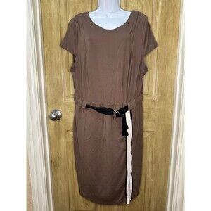 Eloquii Plus Size 20 Cap Sleeve Belted Sheath Dress